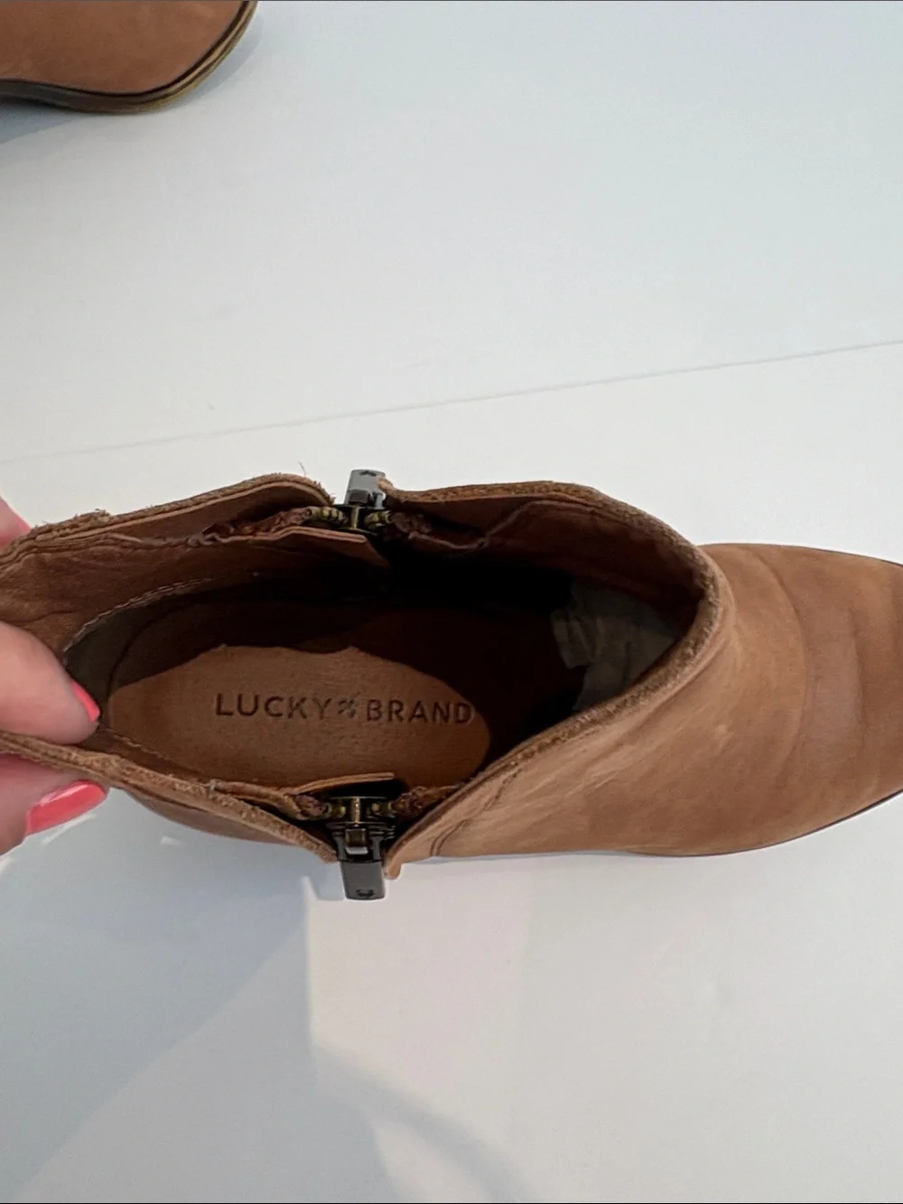 Lucky Brand Women's Tan, Tobacco Brown Leather Ankle Booties 6.5